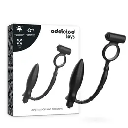Addicted Toys Intimni čep i vibrirajući prsten set, Silikon, 27 cm, Crni