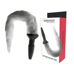 Darkness Silikonski čep sa sivim veštačkim krznenim repom 12cm - Ergonomski dizajn