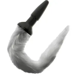 Darkness Silikonski čep sa sivim veštačkim krznenim repom 12cm - Ergonomski dizajn