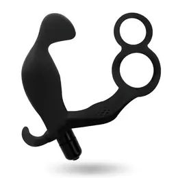 Addicted Toys Black Intimate Plug with Dual Support Rings, 11.4 cm