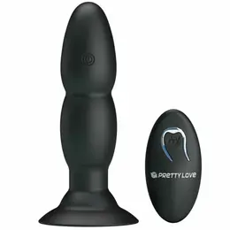 Pretty Love Anal Plug with Remote Control, Vibration & Rotation, Black