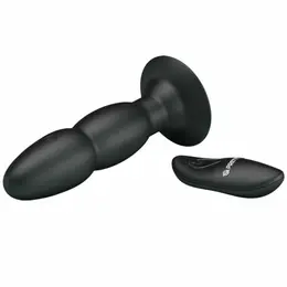 Pretty Love Anal Plug with Remote Control, Vibration & Rotation, Black