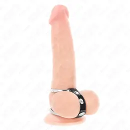 KINK Dupli intimni prsten 3.8–5 cm sa kožnim konektorom, crni