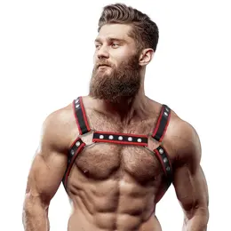 Fetish Submissive Attitude Eco-Leather Chest Bulldog Harness Black/Red