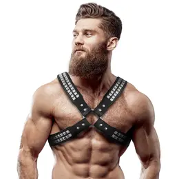 Fetish Submissive Attitude Men's Chest Harness Eco-Leather Adjustable Black