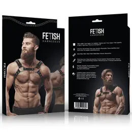 Fetish Submissive Attitude Men’s Eco-Leather Chest Harness with Studs, Adjustable Size