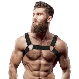Fetish Submissive Attitude Adjustable Neoprene Chest Harness for Men Black