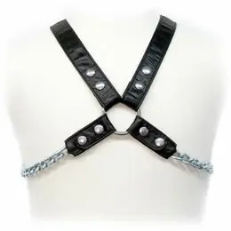 Sinner Gear Chain Harness II - Adjustable Leather Body Harness Black