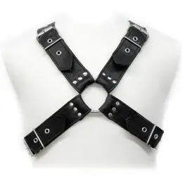 Svenjoyment Leather Body Adjustable Buckles Harness for Men, S-XL