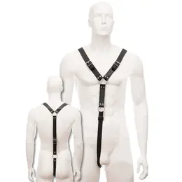 Svenjoyment Leather Harness for Men Adjustable Black S-XL