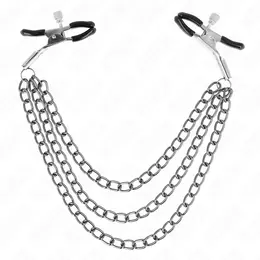 KINK Podesive Stege za Bradavice sa Trostrukim Lancima Crne 20/23/28cm