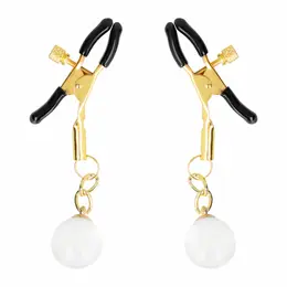 KINK Glass Bead Adjustable Nipple Clamps Gold 6 cm - Elegant Precision
