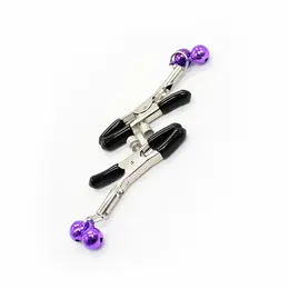 Ohmama Metal Nipple Clamps with Lilac Bells - Adjustable System, Nickel-Free