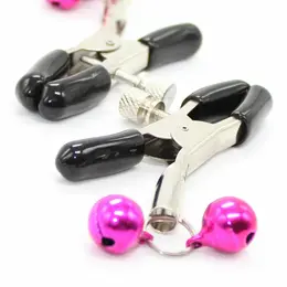 OHMAMA Adjustable Metal Nipple Clamps with Pink Bells, Nickel-Free Design