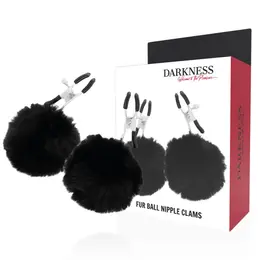 Darkness podesivi set stezaljki za bradavice sa ukrasnim pom-pomovima, crne