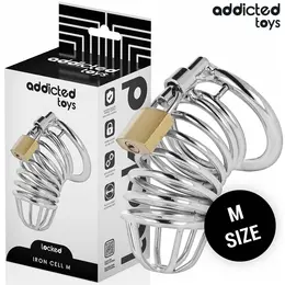 Addicted Toys Locked Iron Cell Metal Chastity System Size M