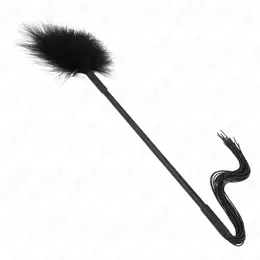 KINK Silikonski Perjani Bič za Draženje 47 cm – Dvojni Osećaj Crno-Crveni