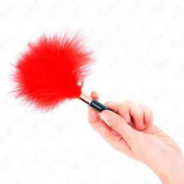 KINK Red Gold Feather Sensory Tickler 18cm - Elegant Metal Handle