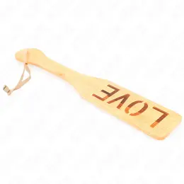 KINK Bambusova paleta LOVE 32x5.5cm - gravirani alat za udarce, prirodno drvo