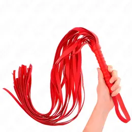 KINK Crveni bič sa dugim repom 70cm - kratka ručka, izdržljivi kožni dizajn