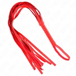 KINK Crveni bič sa dugim repom 70cm - kratka ručka, izdržljivi kožni dizajn