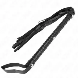 KINK Bič sa dugačkom ručkom 60 cm - crni kožni alat za udarce sa ergonomskim hvatom