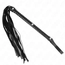 KINK Bič sa dugačkom ručkom 60 cm - crni kožni alat za udarce sa ergonomskim hvatom