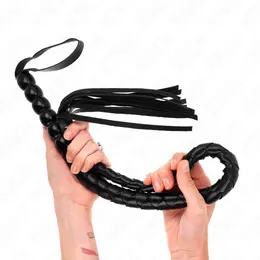 KINK Bič sa perlama u obliku zmije 80 cm - profesionalna igračka za udarce, crna