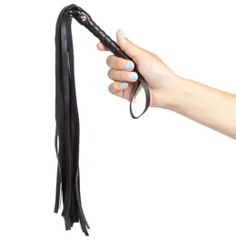 Secret Play Black Bondage serija - kompaktni bič od sintetičke kože 44cm