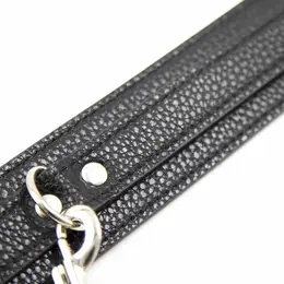 OHMAMA Snake Pattern Adjustable Collar with Leash, Imitation Leather, Black