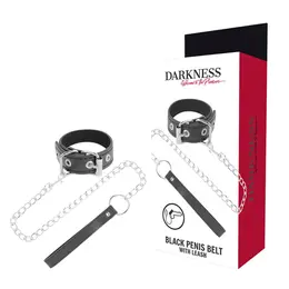 Darkness Adjustable Support Ring with Vegan Leather Strap & Metal Chain