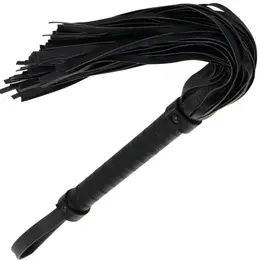 Darkness Leather Bondage Whip 42cm Black - Reinforced Handle