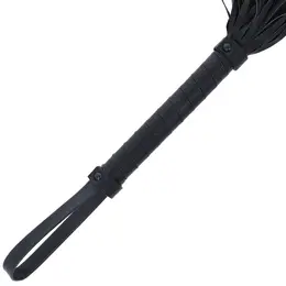 Darkness Leather Bondage Whip 42cm Black - Reinforced Handle