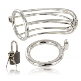 Metal Hard Bird Stainless Steel Secure Chastity Cage 36mm Ring Set
