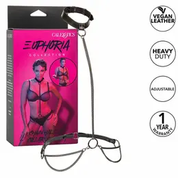 CalExotics Euphoria Lančani Halter Ogrlica i Povodac od Veganske Kože Podesivi
