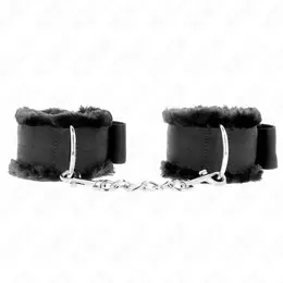 KINK Podesive Krznené Lisice za Ručne Zglobove Crne 17-31cm x 7cm