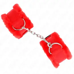 KINK Podesive Krznené Lisice za Ručne Zglobove Crvene 17-31 cm x 7 cm