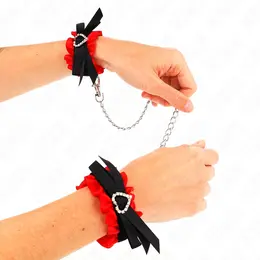 KINK Čipkane podesive trake za ruke sa crvenim srcima, 22-35 cm