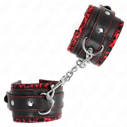 KINK Podesive lisice za ruke sa krznom postavom, crveno-crne, 17-29 cm x 6 cm