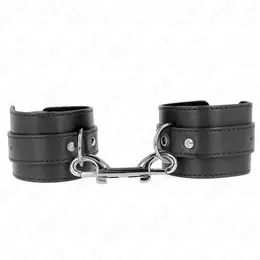 KINK Podesive lisice za ruke, crna koža, 17-28 cm, velika kopča