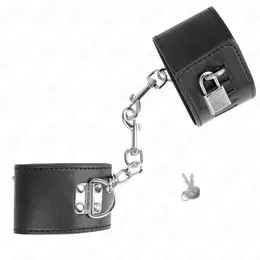 KINK Podesive lisice za ruke sa katancem, crne, 16-23 cm x 5.5 cm