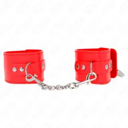 KINK Podesive crvene lisice za ruke sa katancem, 16-23 cm x 5.5 cm