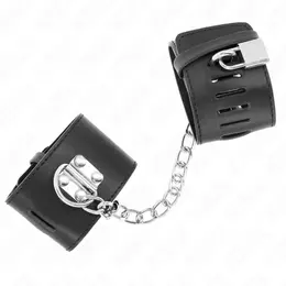 KINK Podesive crne lisice za ruke sa lancem i katancem, 30 cm, 16-23 cm
