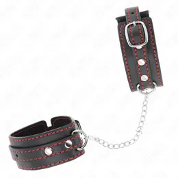 KINK Podesive lisice za ruke, crne sa crvenom postavom, 14-24 cm x 3.5 cm