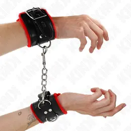 KINK Podesive lisice za ruke sa krznom Crveno-crne 17-29cm x 6cm