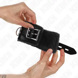KINK Fur-Lined Adjustable Wrist Restraints Black 17-29cm x 6cm