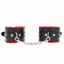 KINK Premium podesive lisice za ruke sa krznom Crveno-crne 17-29cm