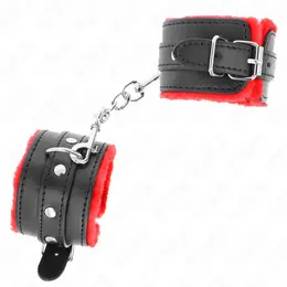 KINK Premium podesive lisice za ruke sa krznom Crveno-crne 17-29cm