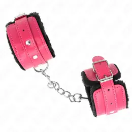 KINK Premium podesive lisice za ruke sa krznom Crne/Maline ruza 17-29cm