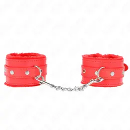 KINK Premium podesive lisice za ruke sa krznom Crvene 17-29cm